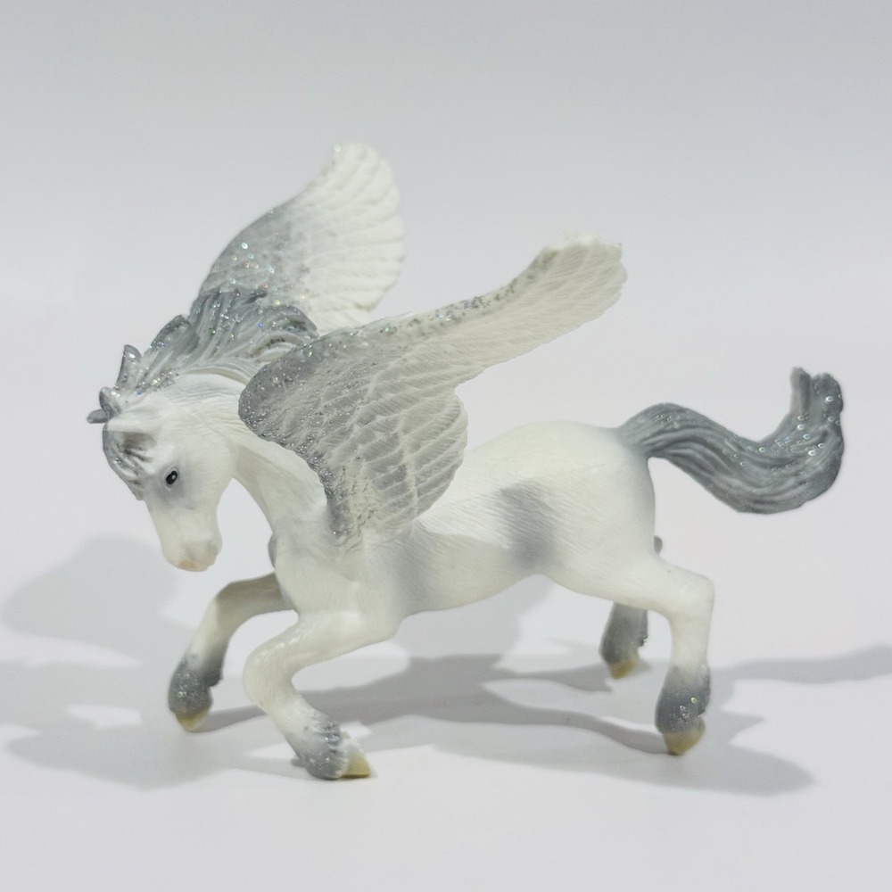 2004 Schleich Pegasus Winged Horse White W Silver Glitter Sparkle 6" Collectible